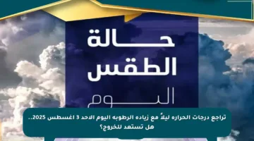 تراجع درجات الحرارة ليلاً مع زيادة الرطوبة اليوم الأحد 3 أغسطس 2025.. هل تستعد للخروج؟